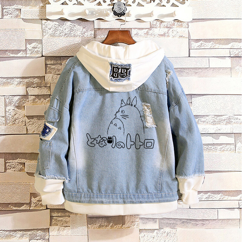 jean coat with hoodie